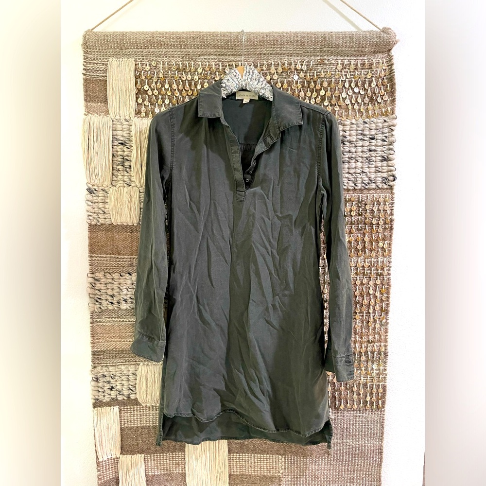 EUC Cloth & Stone swing dress washed black charcoal gray long sleeve sz XS